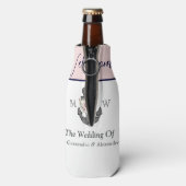 航海ののフローラ結婚いかりピンクネイビーウェルカム ボトルクーラー (ボトル裏面)