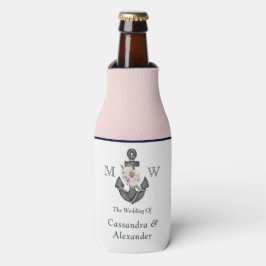 航海ののフローラ結婚いかりピンクネイビーウェルカム ボトルクーラー