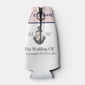 航海ののフローラ結婚いかりピンクネイビーウェルカム ボトルクーラー (裏面)