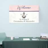 航海ののフローラ結婚いかりピンクネイビーウェルカム 横断幕 (トレードショー)