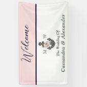 航海ののフローラ結婚いかりピンクネイビーウェルカム 横断幕 (縦)