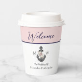 航海ののフローラ結婚いかりピンクネイビーウェルカム 紙コップ (裏面)