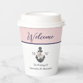 航海ののフローラ結婚いかりピンクネイビーウェルカム 紙コップ (正面)