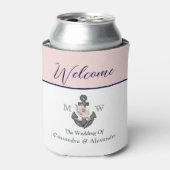 航海ののフローラ結婚いかりピンクネイビーウェルカム 缶クーラー (缶正面)