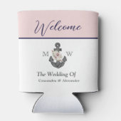 航海ののフローラ結婚いかりピンクネイビーウェルカム 缶クーラー (裏面)