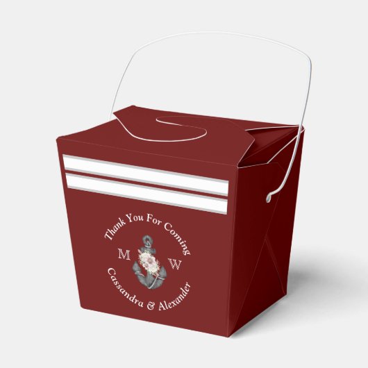 航海ののフローラ結婚いかりマルーンブルガンディーレッド フェイバーボックス (正面サイド)