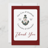 航海ののフローラ結婚いかりマルーンラストレッド サンキューカード (正面)