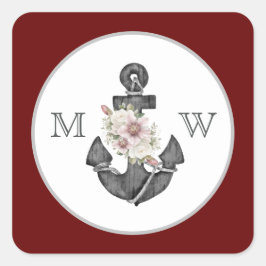 航海ののフローラ結婚いかりマルーンレッドホワイト スクエアシール