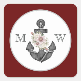 航海ののフローラ結婚いかりマルーンレッドホワイト スクエアシール