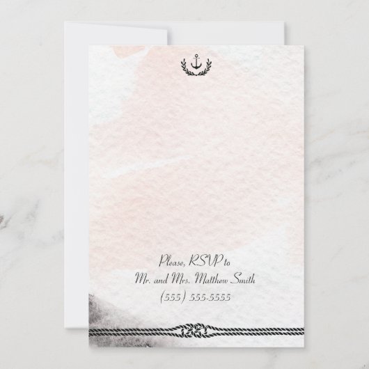 航海ののリハ結婚ーサル招待状ウォーターカラーピーチ 招待状 (裏面)