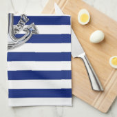 航海ののロープのいかりのようなクロムは縞で飾ります キッチンタオル (四つ折り)