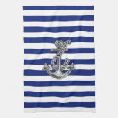 航海ののロープのいかりのようなクロムは縞で飾ります キッチンタオル (縦)