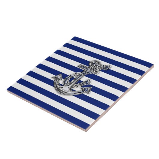 航海ののロープのいかりのようなクロムは縞で飾ります タイル (側面)