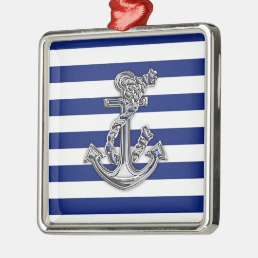 航海ののロープのいかりのようなクロムは縞で飾ります メタルオーナメント (左)