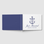 航海のの結婚いかりネイビーブルーたった今結婚しました ゲストブック (全面)