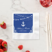 航海のの結婚いかりライト&レースブルーC 縁ありカクテルナプキン (インサイチュ)