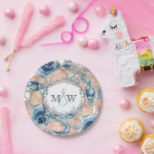 航海のの結婚ビーチシーシェルとバラ ペーパープレート (パーティー)