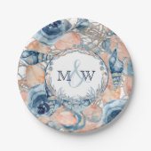 航海のの結婚ビーチシーシェルとバラ ペーパープレート (正面)