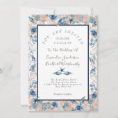 航海のの結婚ビーチシーシェルフラワーズバラPc 招待状 (正面)