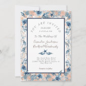 航海のの結婚ビーチシーシェル花バラ 招待状 (正面)