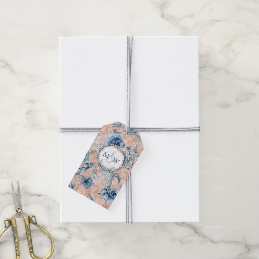 航海のの結婚ビーチ貝殻の花 ギフトタグ (より糸付き)