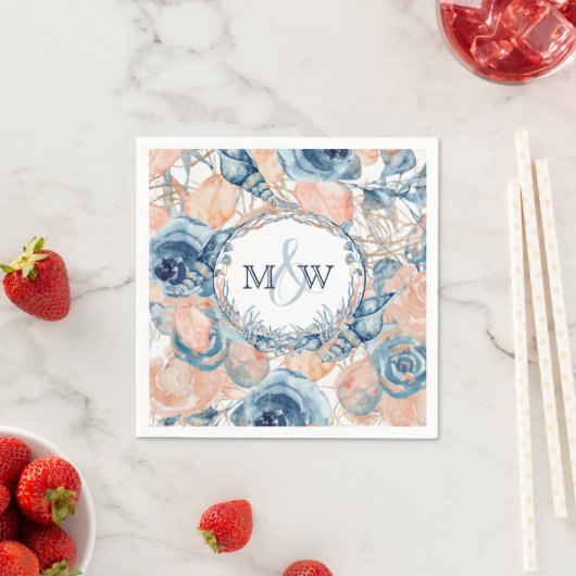 航海のの結婚ビーチ貝殻の花 スタンダードカクテルナプキン (インサイチュ)