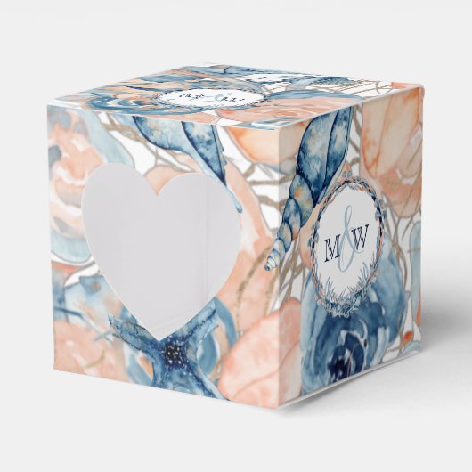 航海のの結婚ビーチ貝殻の花 フェイバーボックス (正面サイド)