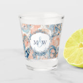 航海のの結婚ビーチ・シーシェルとバラ ショットグラス (正面)