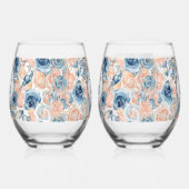 航海のの結婚ビーチ・シーシェルとバラ ステムなしワイングラス (左)