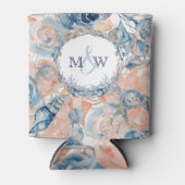 航海のの結婚ビーチ・シーシェルとバラ 缶クーラー (正面)