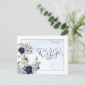 航海のの結婚フローラいかりエレガントRSVP Invita インビテーションポストカード (スタンド正面)