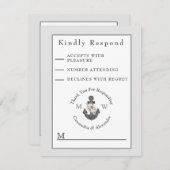 航海のの結婚フローラいかりシルバーグレーホワイト 出欠カード (正面/裏面)