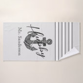 航海のの結婚フローラいかりシルバーグレー バスタオル (バスタオル)