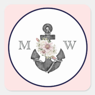 航海のの結婚フローラいかりピンクと海軍 スクエアシール