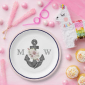 航海のの結婚フローラいかりピンクと海軍 ペーパープレート (パーティー)