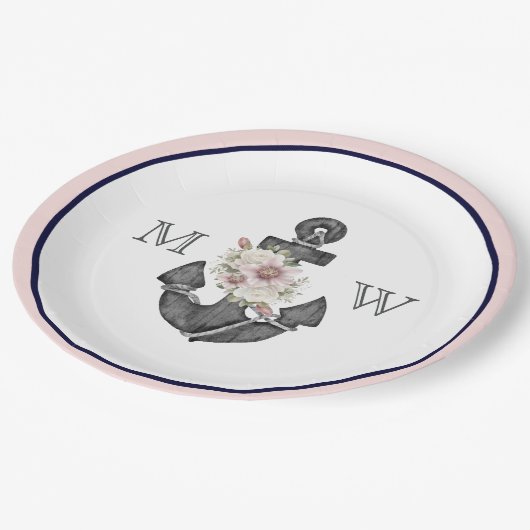 航海のの結婚フローラいかりピンクと海軍 ペーパープレート (アングル)