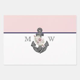 航海のの結婚フローラいかりピンク海軍 ラッピングペーパーシート