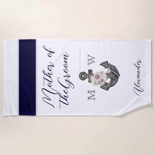 航海のの結婚フローラいかり海軍母母 ビーチタオル (正面)