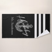 航海のの結婚フローラいかり白黒ビーチ バスタオル (バスタオル)