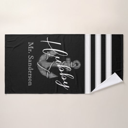 航海のの結婚フローラいかり白黒ビーチ バスタオル (バスタオル)