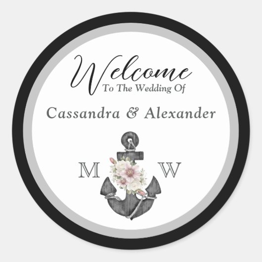 航海のの結婚フローラいかり ラウンドシール (正面)