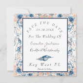 航海のの結婚水の色の貝殻バラ セーブザデート (正面)