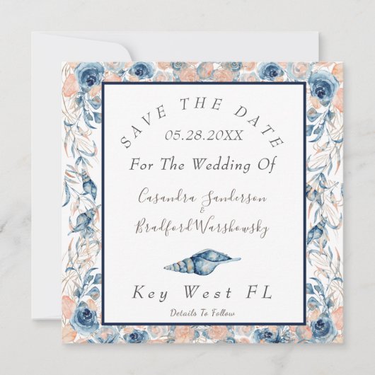 航海のの結婚水の色の貝殻バラ セーブザデート (正面)