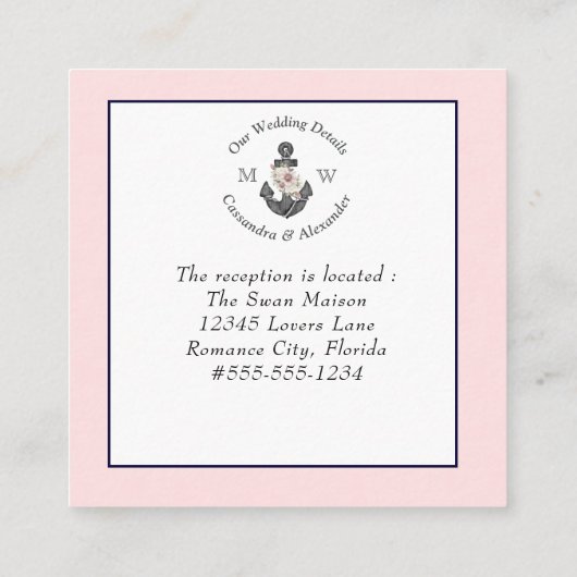 航海のの結婚詳細フローラいかりピンク海軍 エンクロージャーカード (裏面)