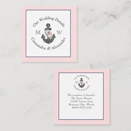 航海のの結婚詳細フローラいかりピンク海軍 エンクロージャーカード (正面/裏面)