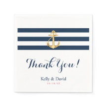 航海のの結婚金ゴールドいかりネイビーブルーストライプ