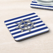 航海のの車輪のようなクロムは縞で飾ります コースター (左側)