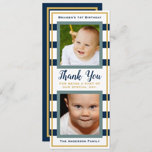 航海のの1歳の誕生日ありがとう 招待状 (正面/裏面)