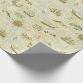 航海のアンティークマップシーモンスターズ船いかり ラッピングペーパー (角)