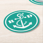 航海のイニシャル ラウンドペーパーコースター (アングル)
